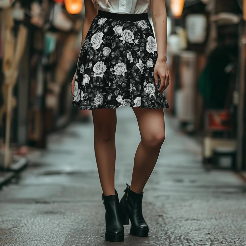 Veil of Roses Skater Skirt