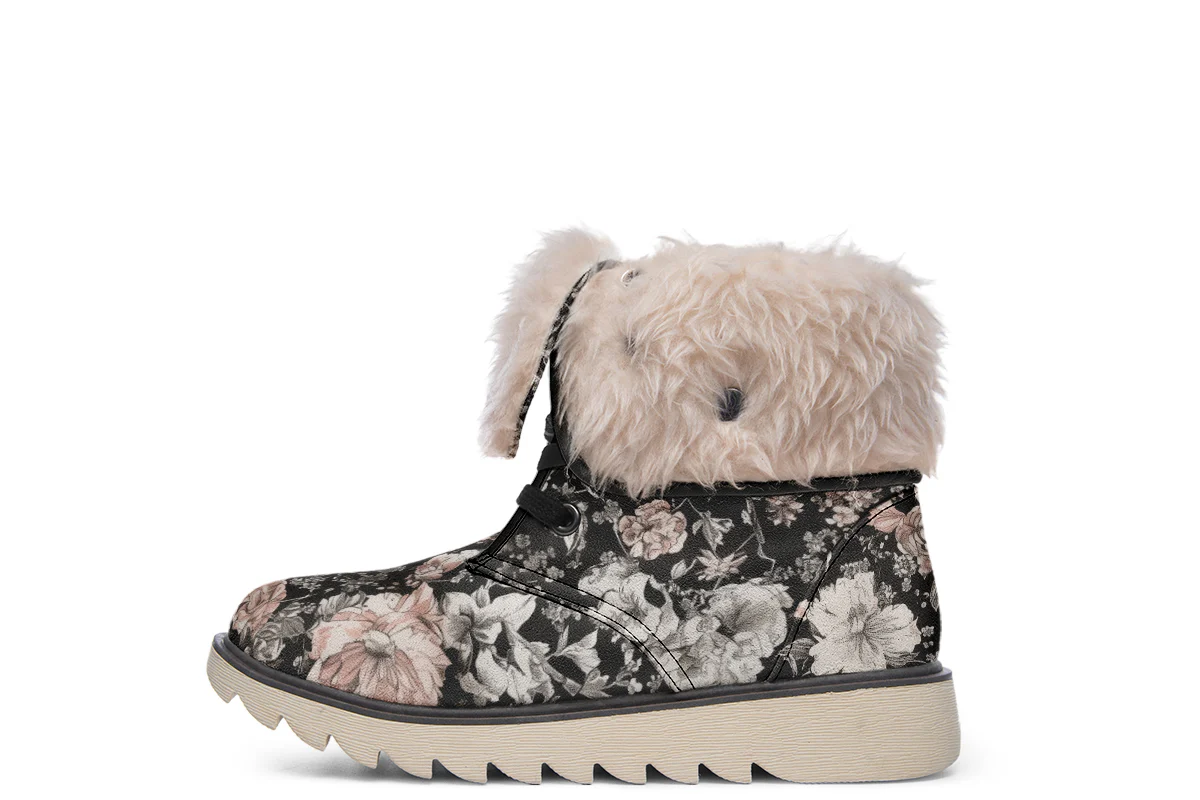 Vintage Peonies Fold Over Winter Boots - Image 2