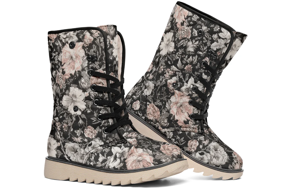 Vintage Peonies Fold Over Winter Boots - Image 8
