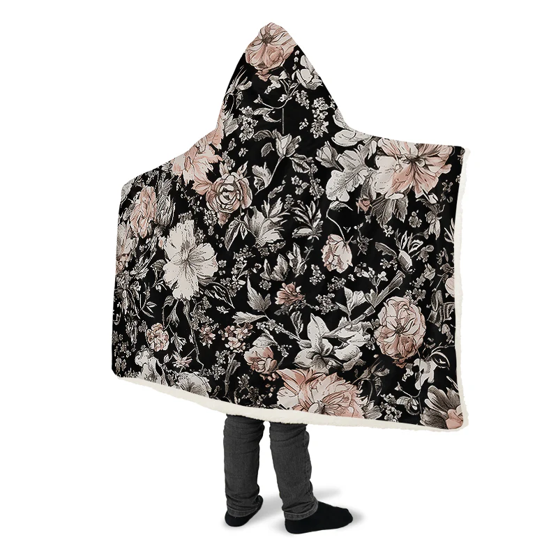 Vintage Peonies Hooded Blanket - Image 10