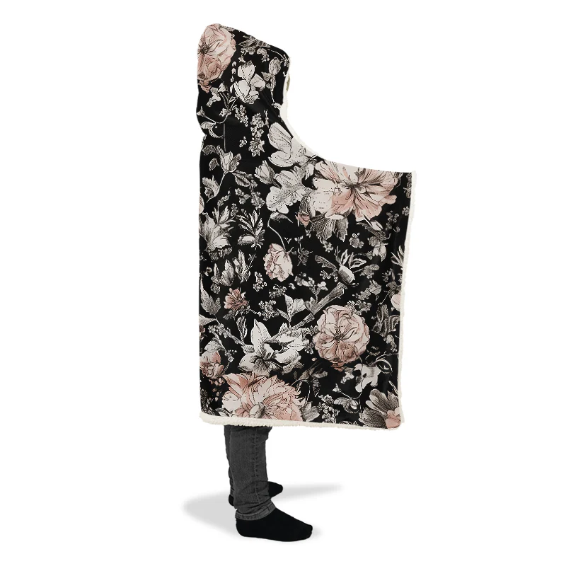 Vintage Peonies Hooded Blanket - Image 11