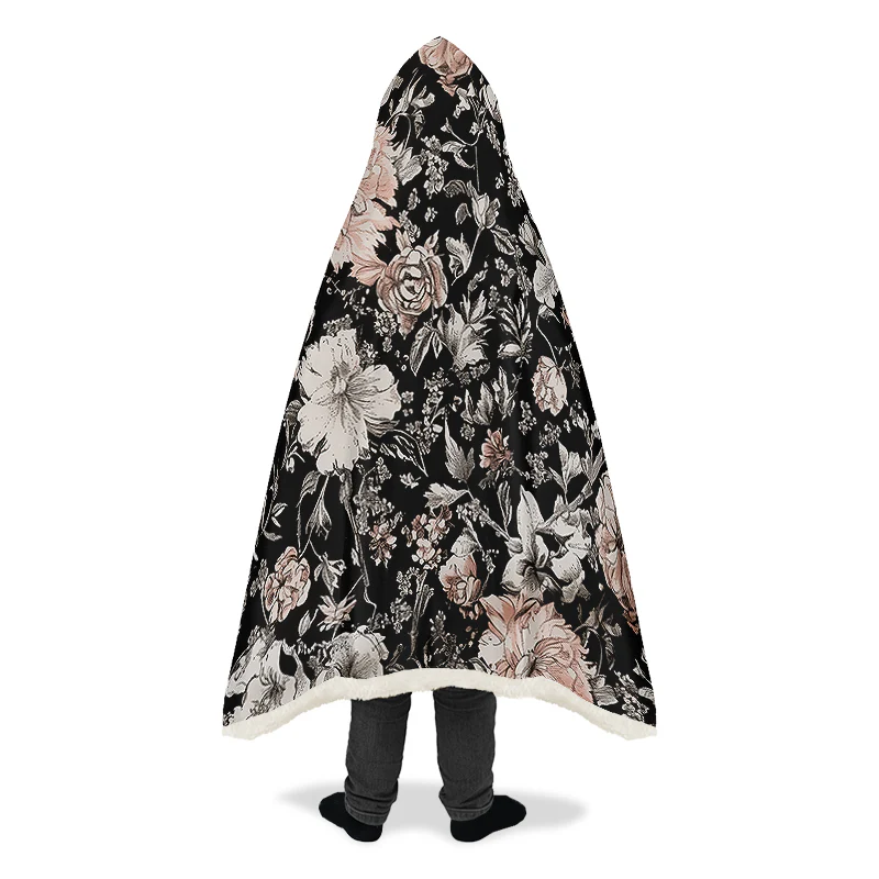 Vintage Peonies Hooded Blanket - Image 12