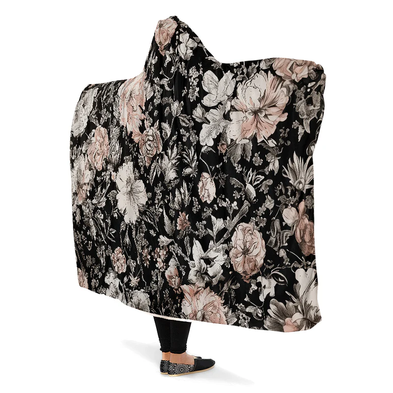 Vintage Peonies Hooded Blanket - Image 2
