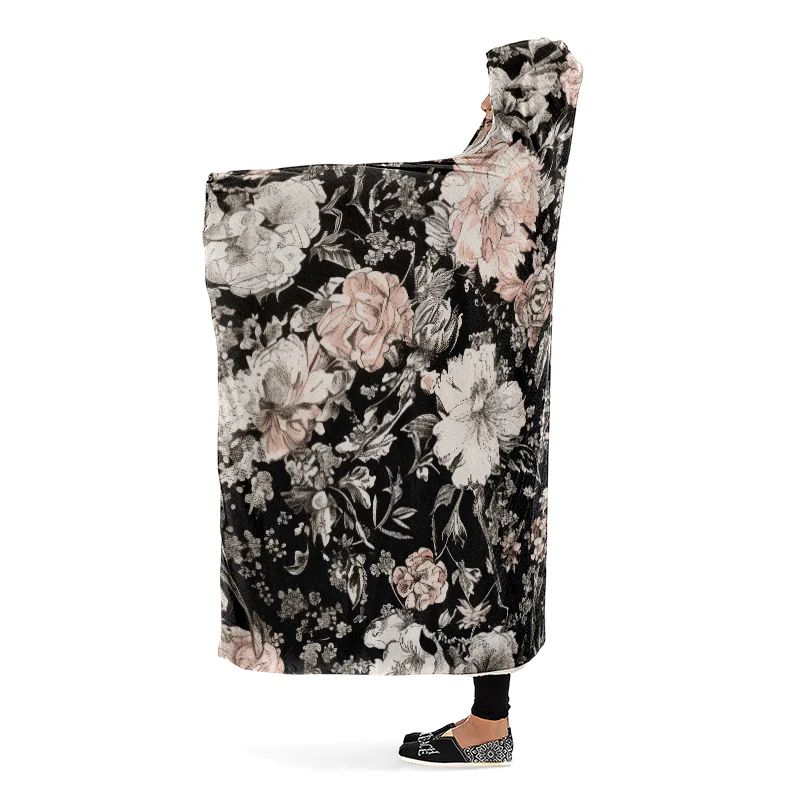 Vintage Peonies Hooded Blanket - Image 4
