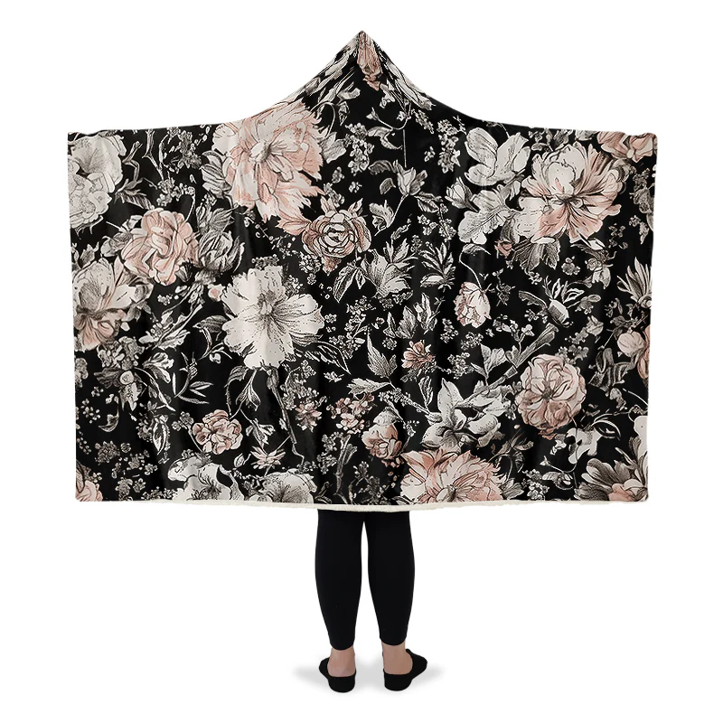 Vintage Peonies Hooded Blanket - Image 5