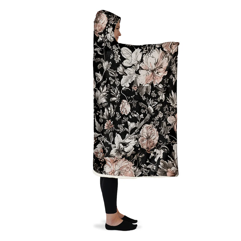 Vintage Peonies Hooded Blanket - Image 7