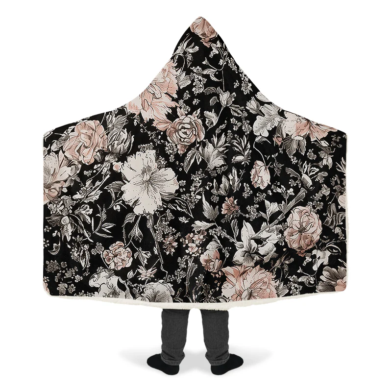 Vintage Peonies Hooded Blanket - Image 9
