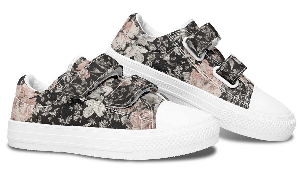 Vintage Peonies Kids Low Tops - Image 14