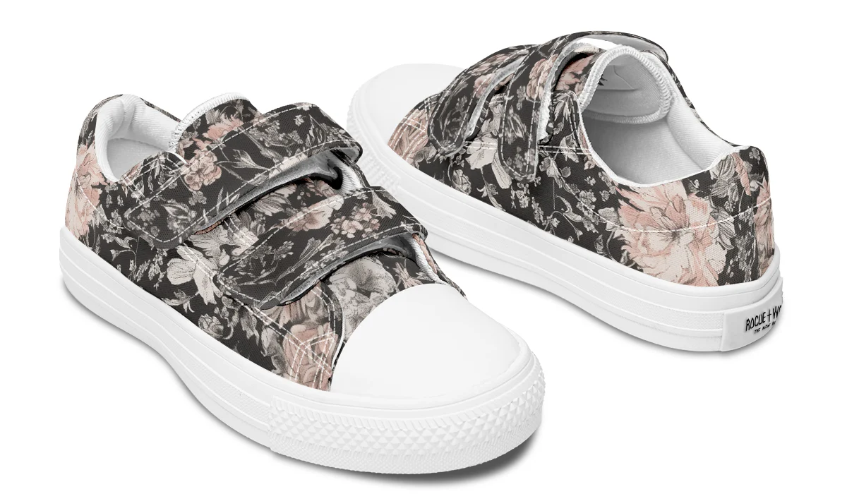 Vintage Peonies Kids Low Tops - Image 15