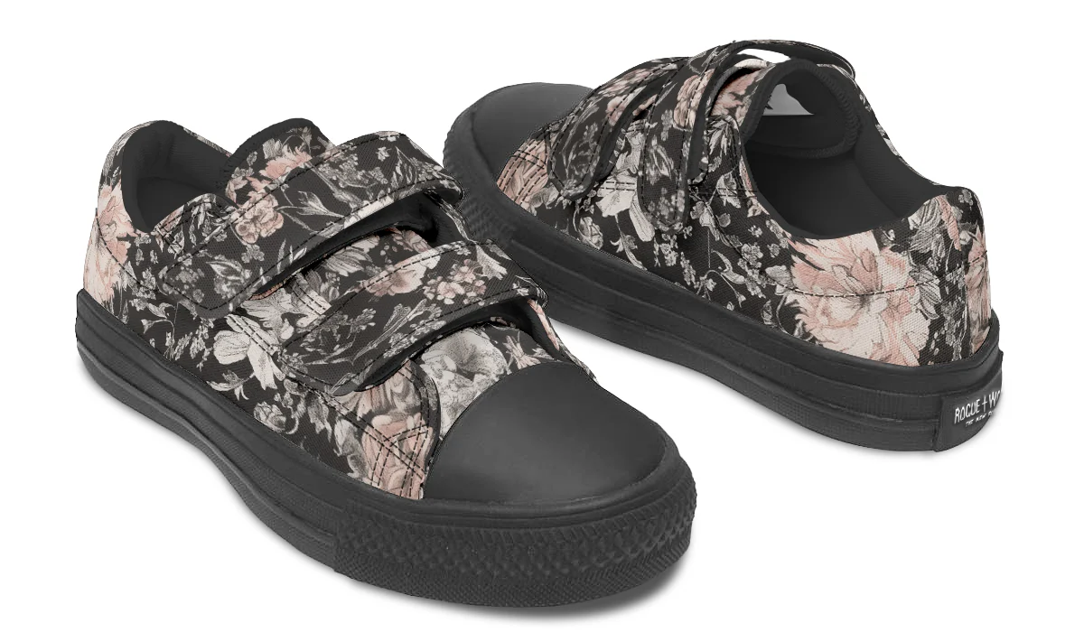 Vintage Peonies Kids Low Tops - Image 8