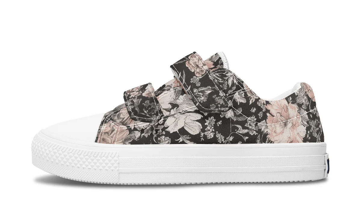 Vintage Peonies Kids Low Tops - Image 9
