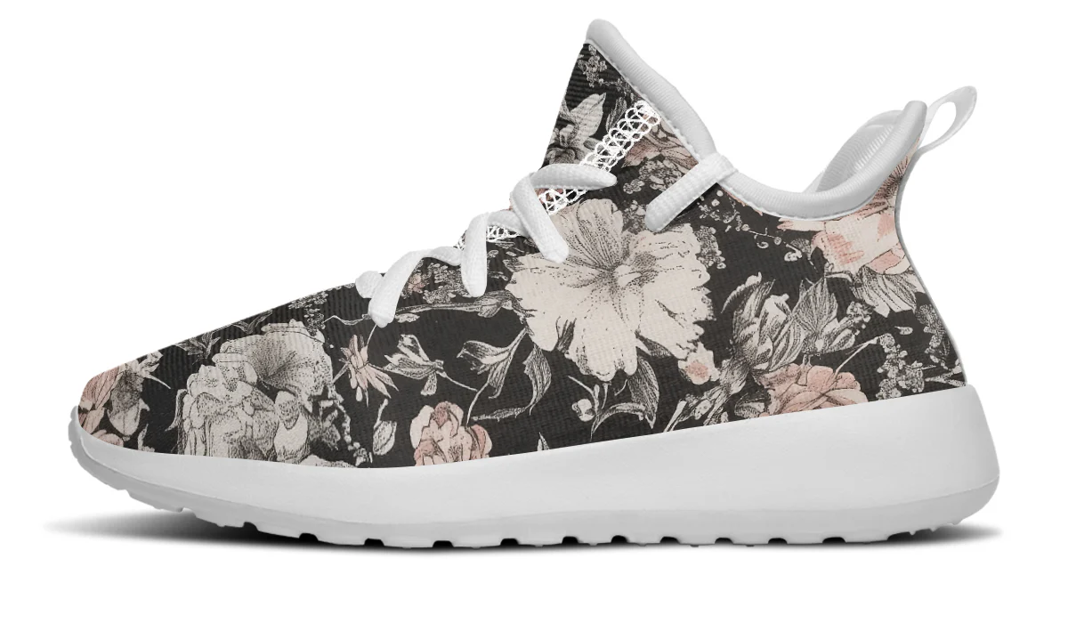Vintage Peonies Kids Sneakers - Image 11