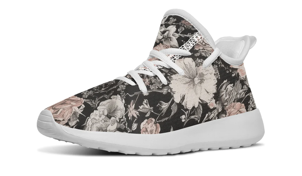 Vintage Peonies Kids Sneakers - Image 12