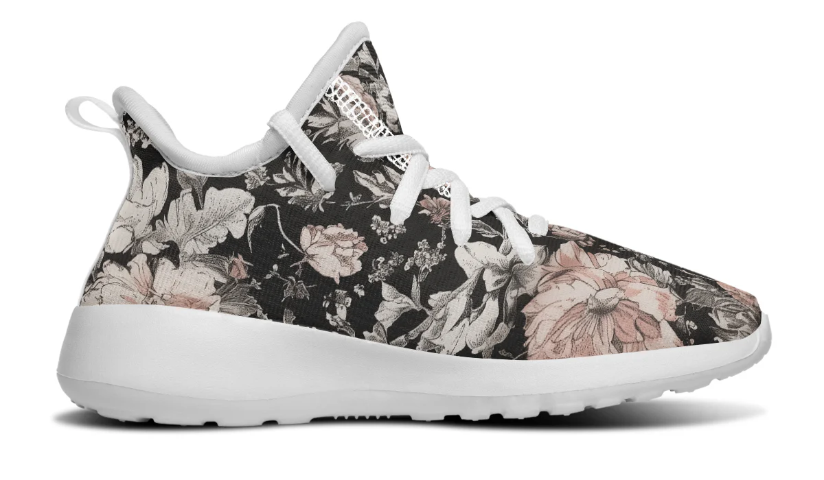 Vintage Peonies Kids Sneakers - Image 13