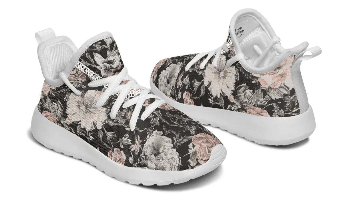 Vintage Peonies Kids Sneakers - Image 14
