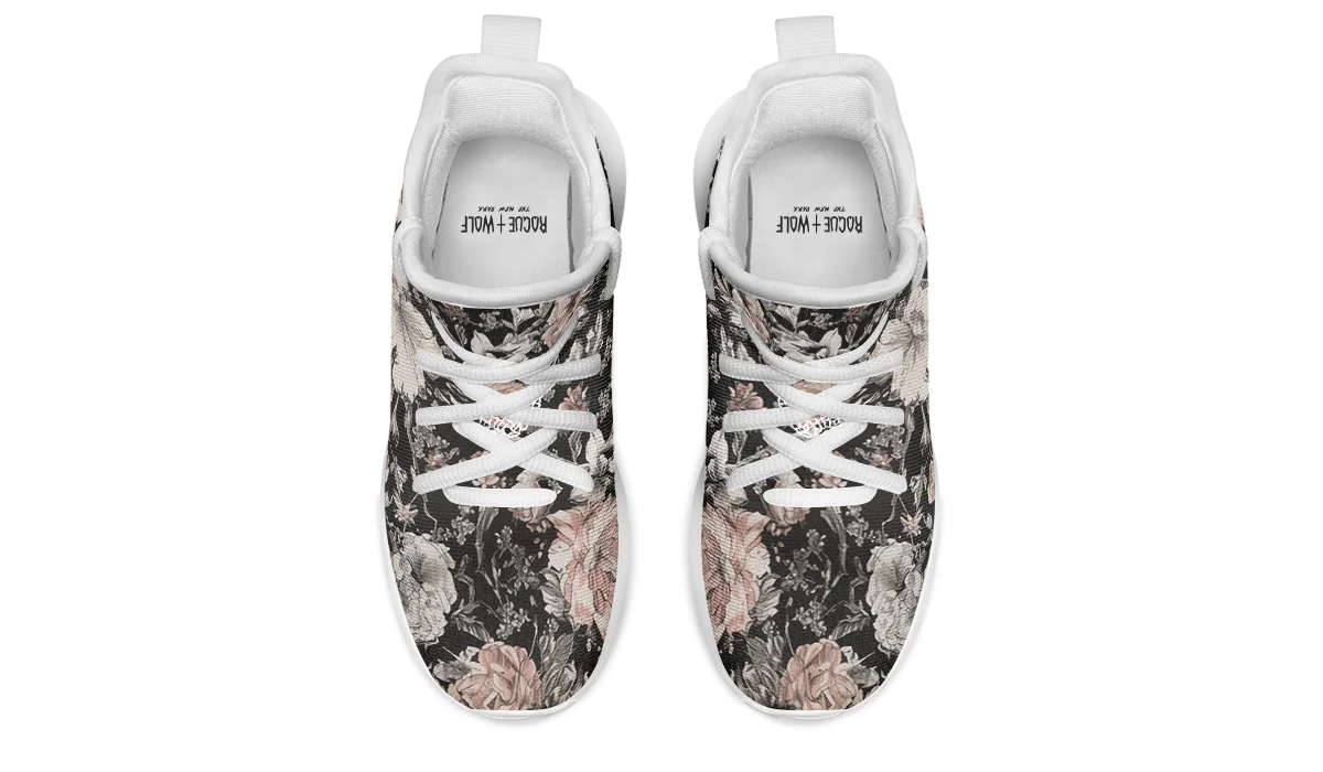 Vintage Peonies Kids Sneakers - Image 15
