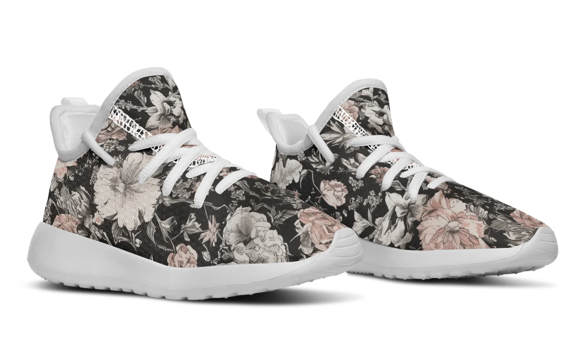 Vintage Peonies Kids Sneakers - Image 16