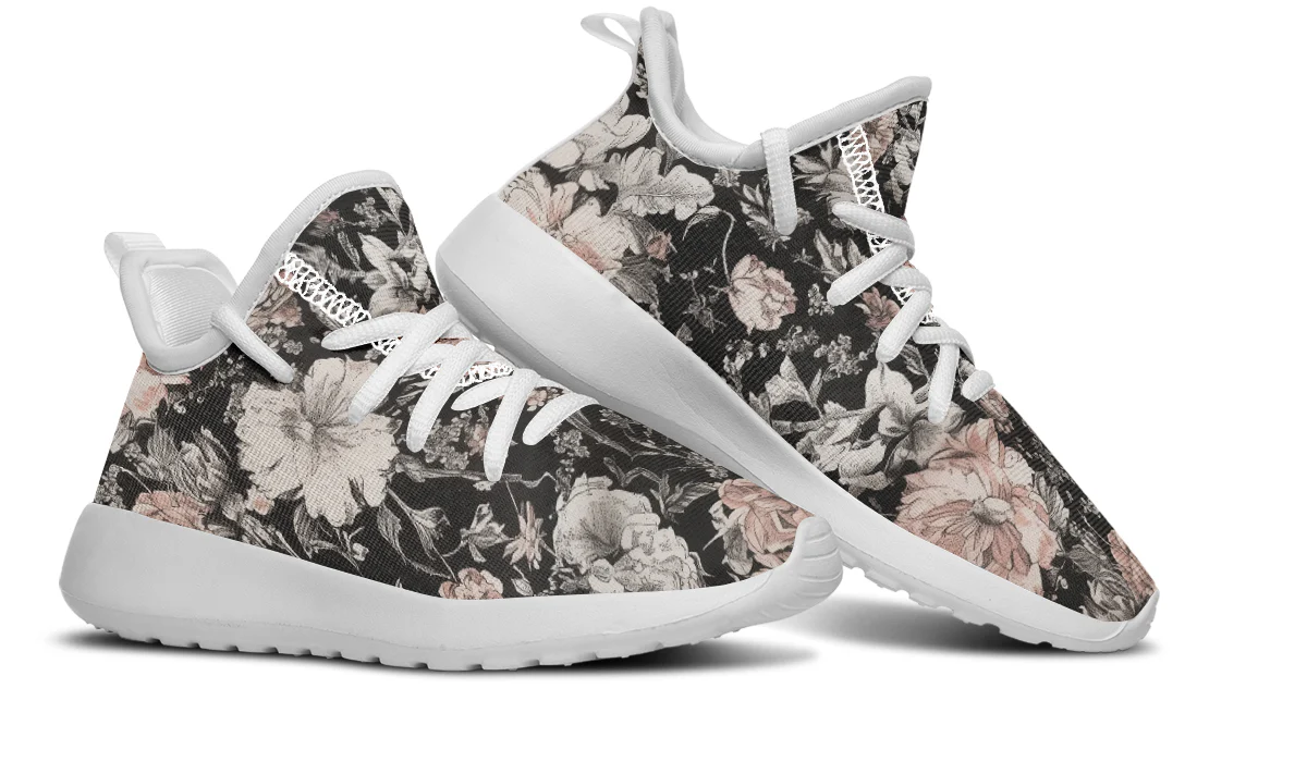 Vintage Peonies Kids Sneakers - Image 19