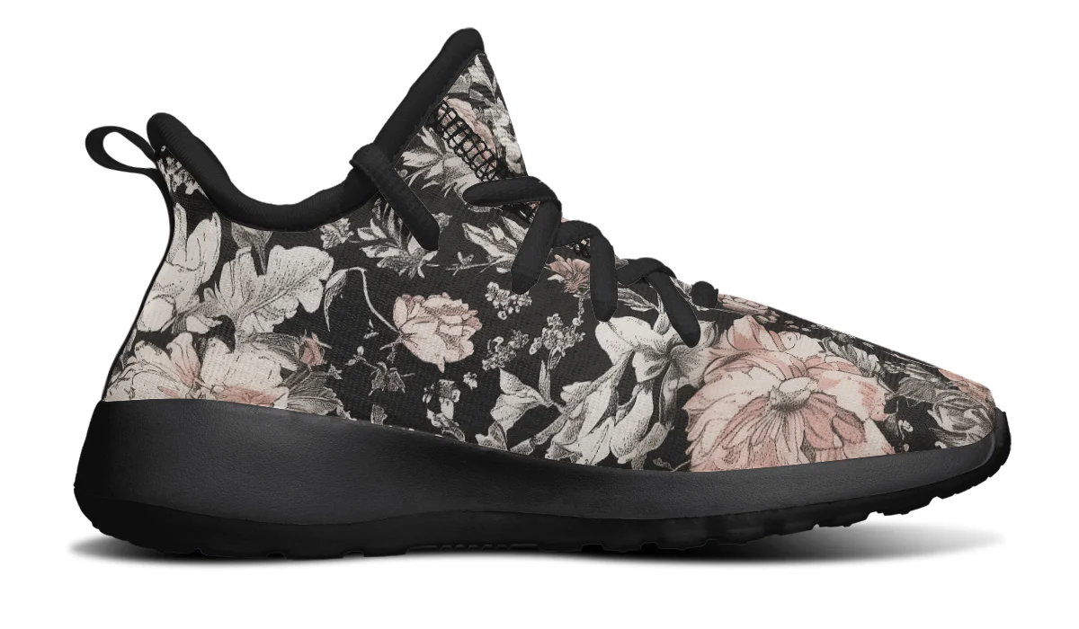 Vintage Peonies Kids Sneakers - Image 3