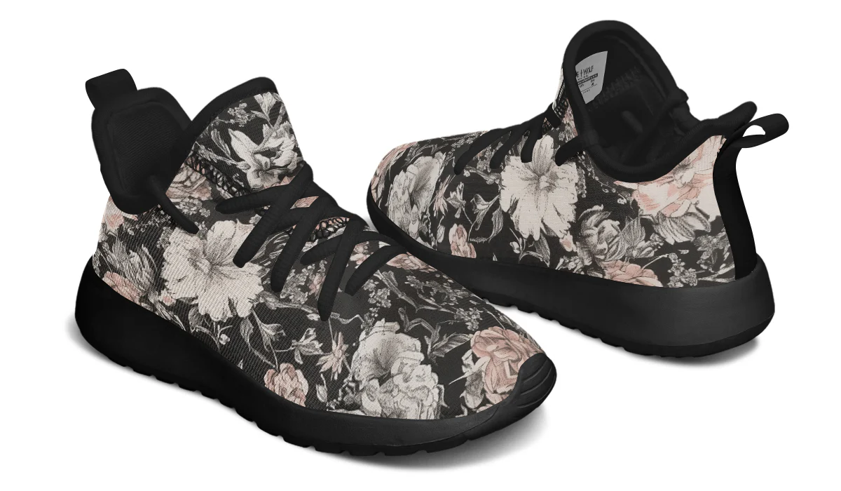 Vintage Peonies Kids Sneakers - Image 4
