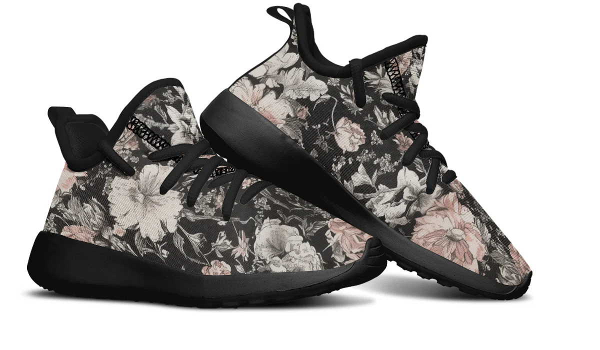 Vintage Peonies Kids Sneakers - Image 9