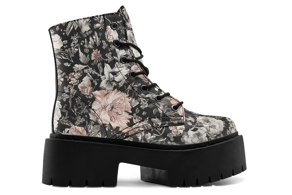 Vintage Peonies Platform Boots - Image 3