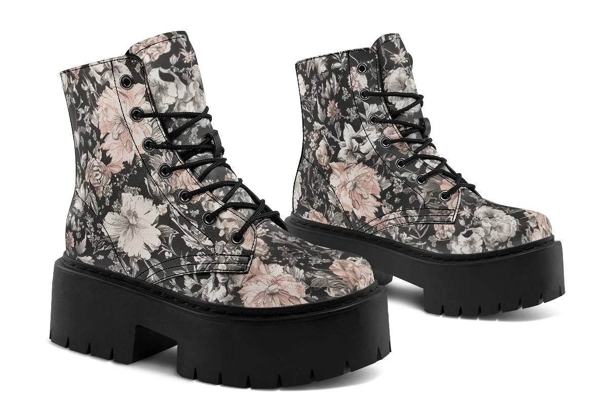 Vintage Peonies Platform Boots - Image 4