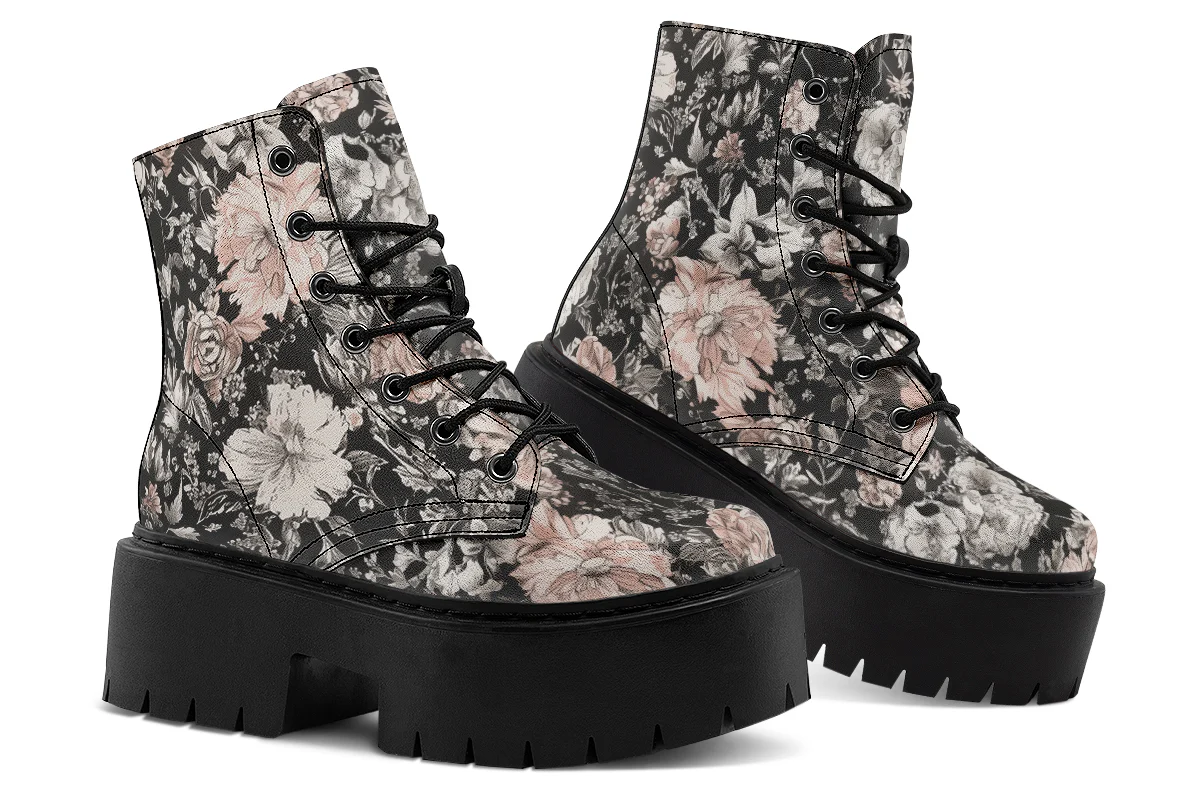 Vintage Peonies Platform Boots - Image 5