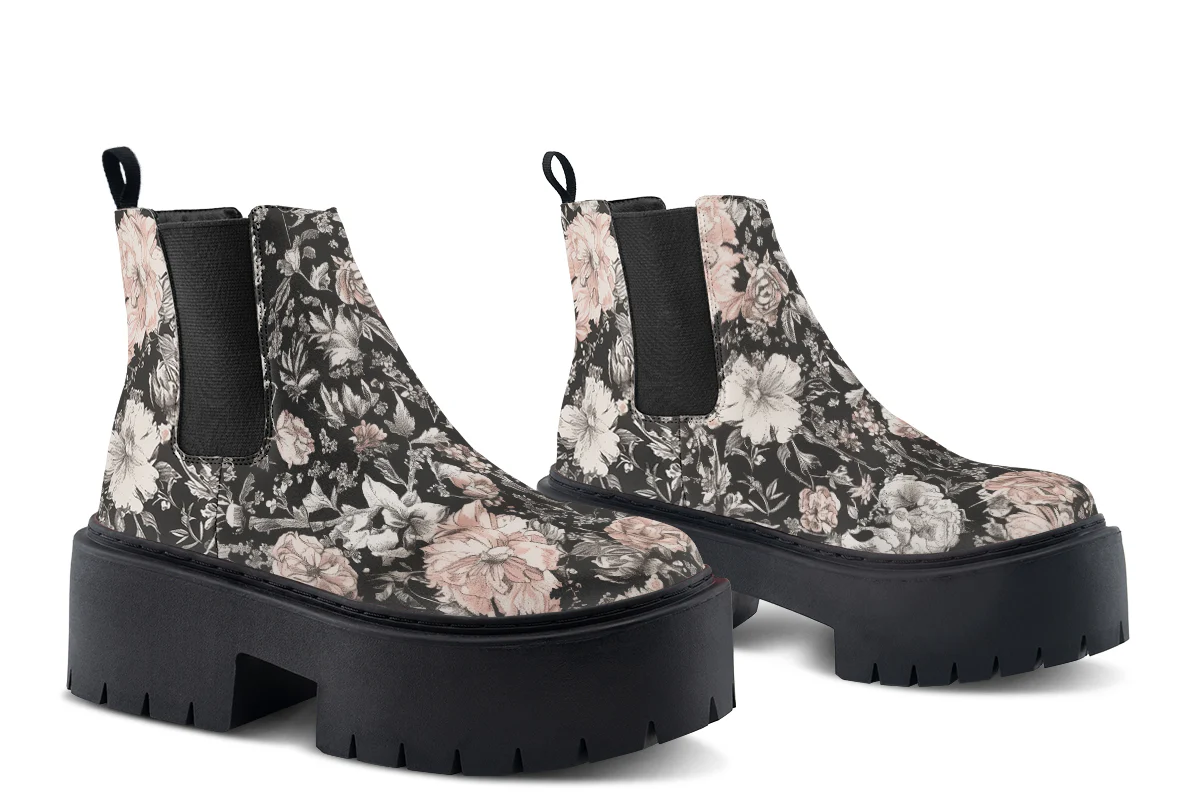 Vintage Peonies Platform Chelsea Boots - Image 5