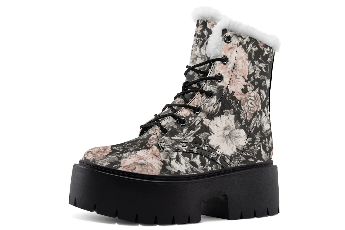 Vintage Peonies Platform Winter Boots - Image 2