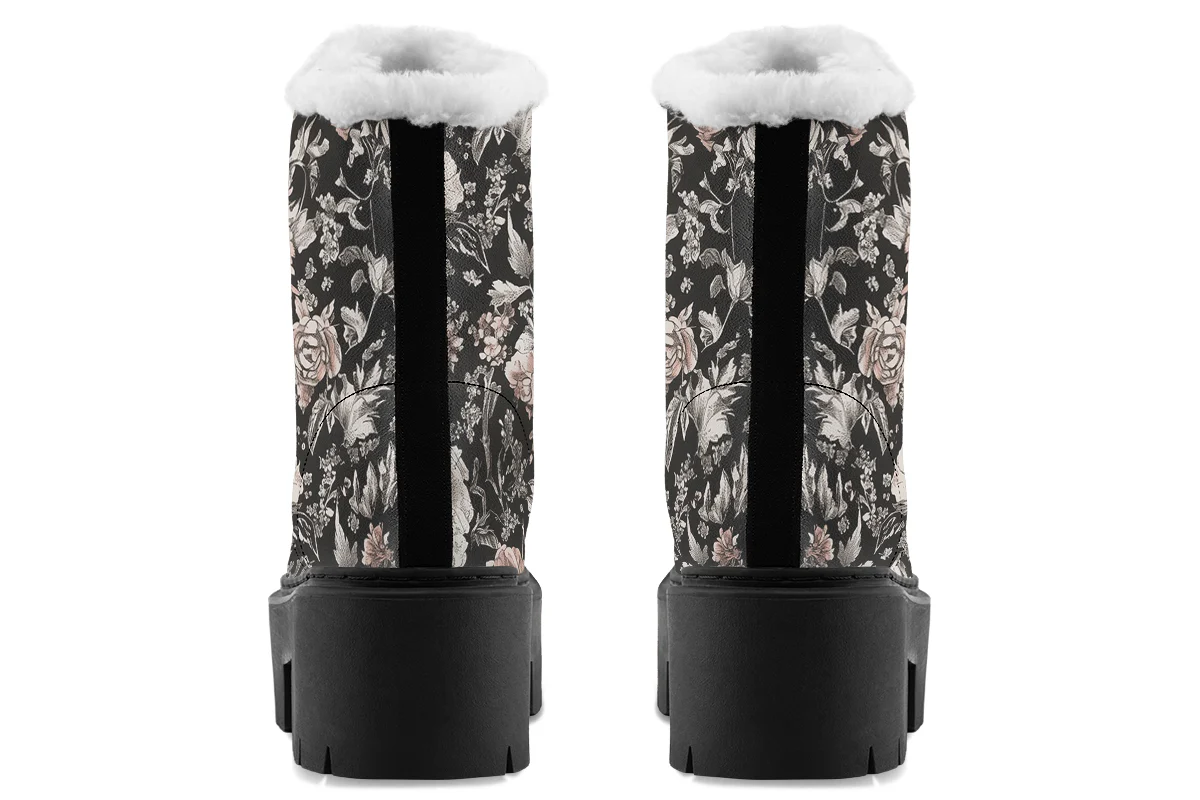 Vintage Peonies Platform Winter Boots - Image 6