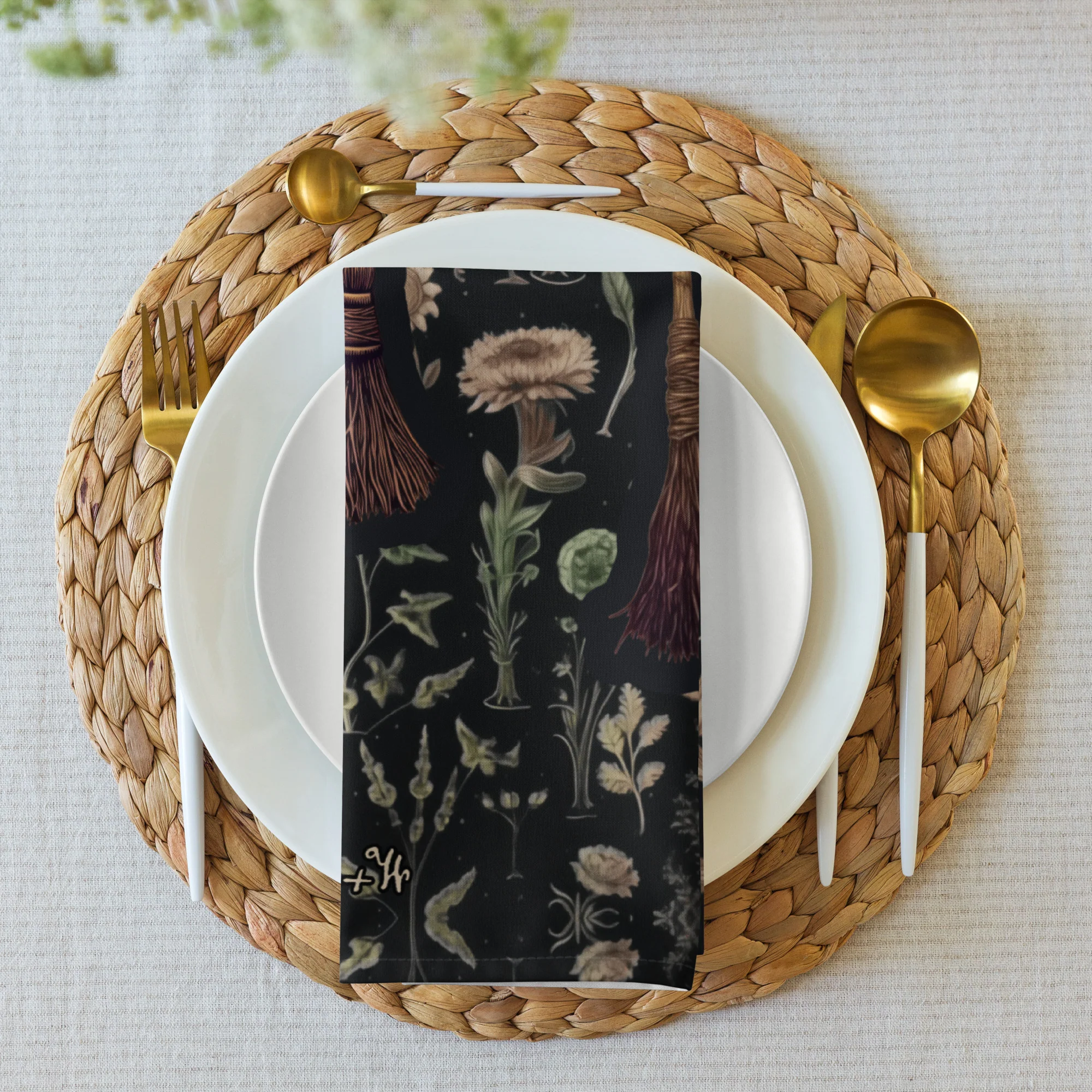 Witches' Broomsticks Cloth Napkin Set - Image 2