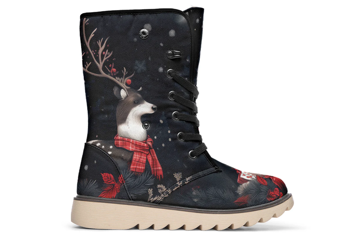 Yule Antlers Fold Over Winter Boots - Image 2