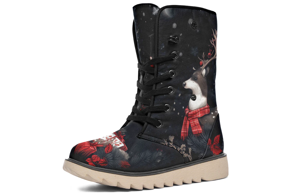 Yule Antlers Fold Over Winter Boots - Image 3